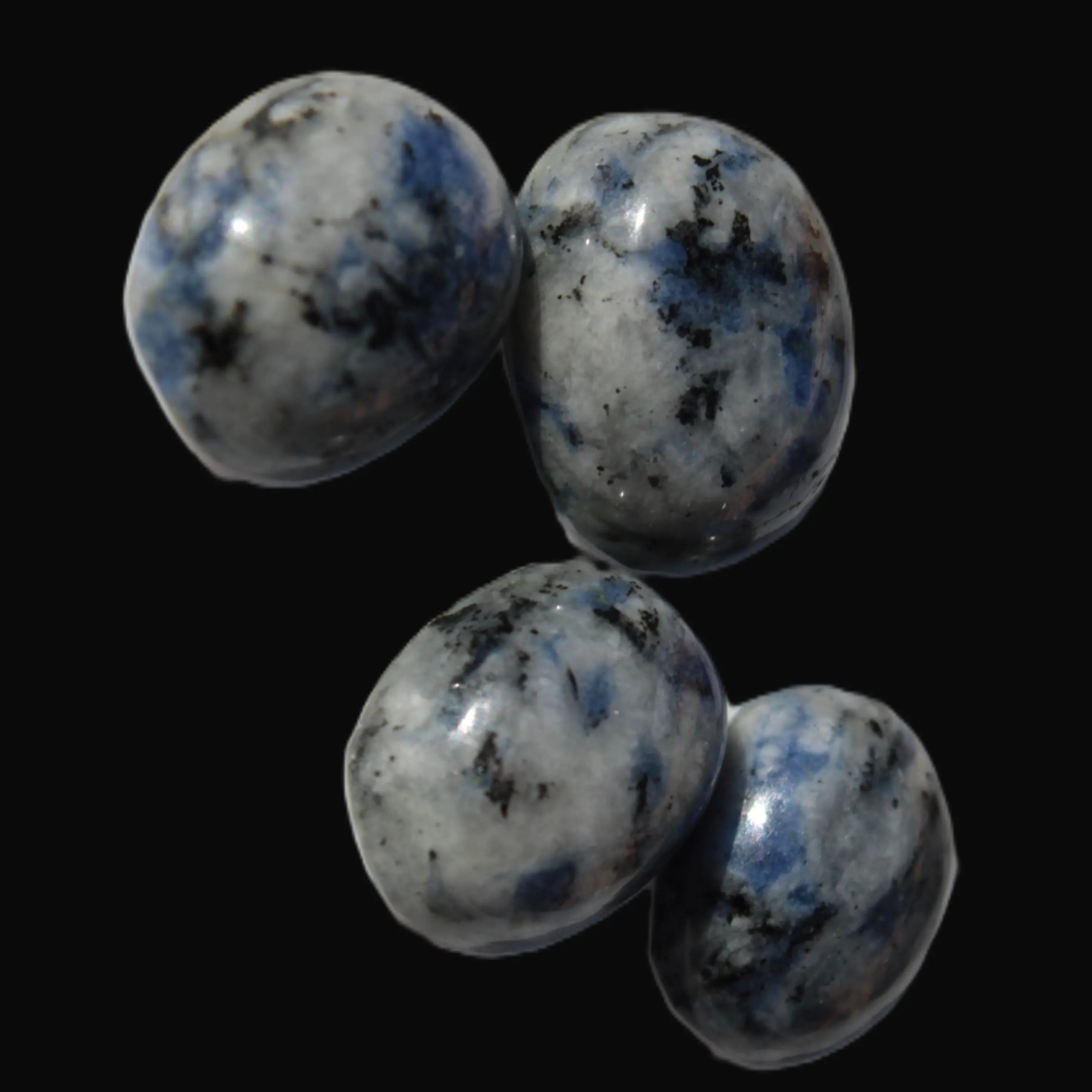 Sodalite 4 polished cabachons 6*12mm - 12*14mm (1-1.9g each) 5.7g in sunshine - Rocks and Things Store