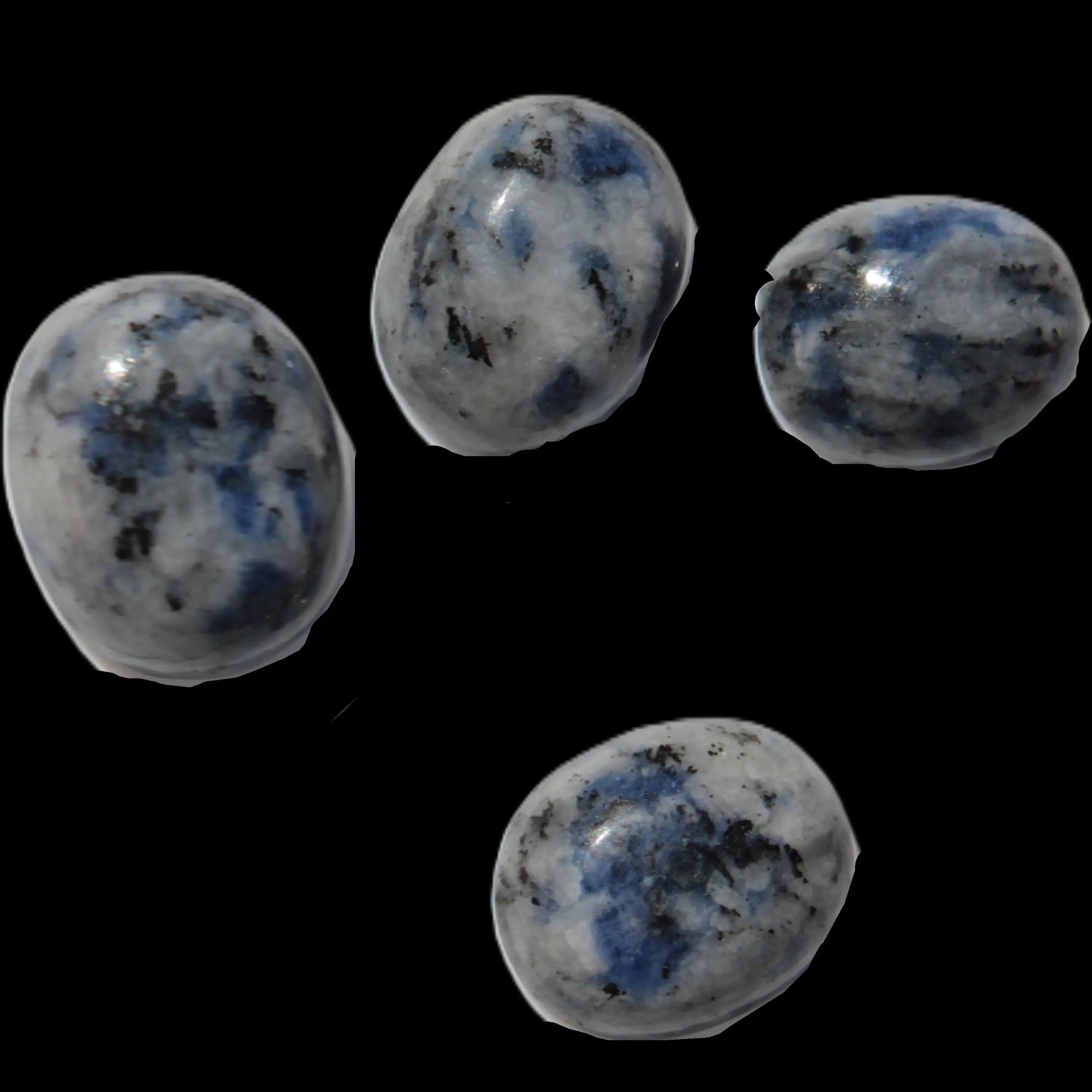 Sodalite 4 polished cabachons 6*12mm - 12*14mm (1-1.9g each) 5.7g in sunshine - Rocks and Things Store