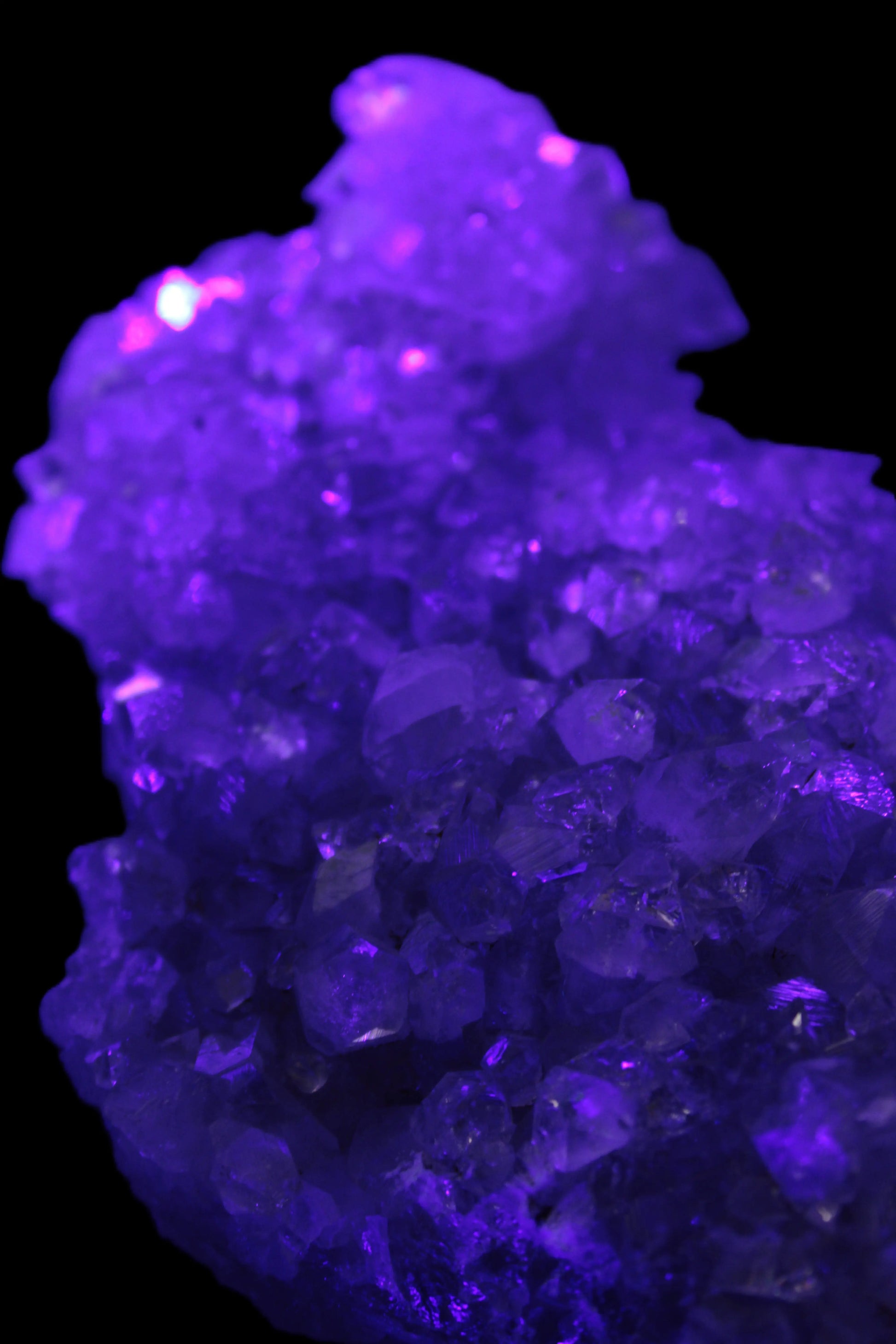 Sparkling Apophyllite cluster 1200g in UV light