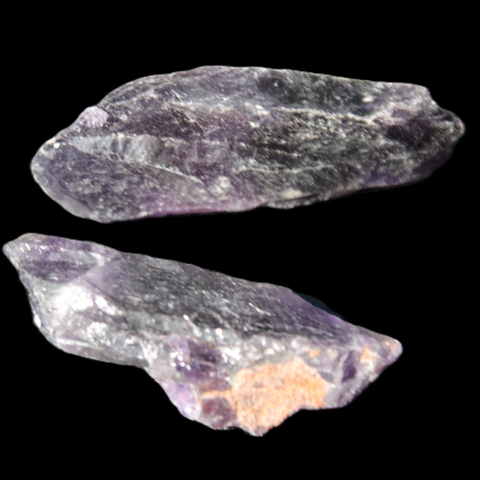 Super Seven Elestial Amethyst 1/2 crystals 12-17g in sunlight - Rocks and Things Store