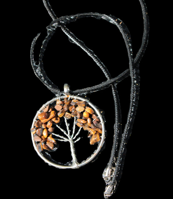 Tigers Eye Tree of Life 50mm pendant necklace 17.5g Rocks and Things