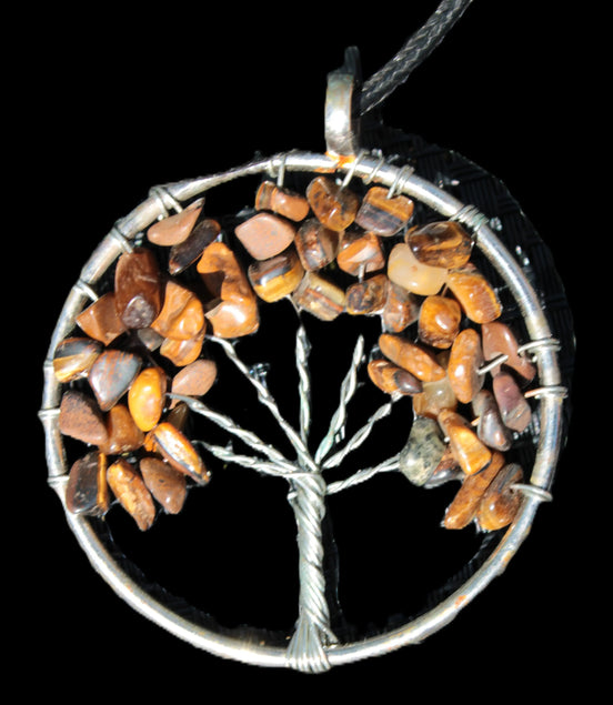 Tigers Eye Tree of Life 50mm pendant necklace 17.5g Rocks and Things