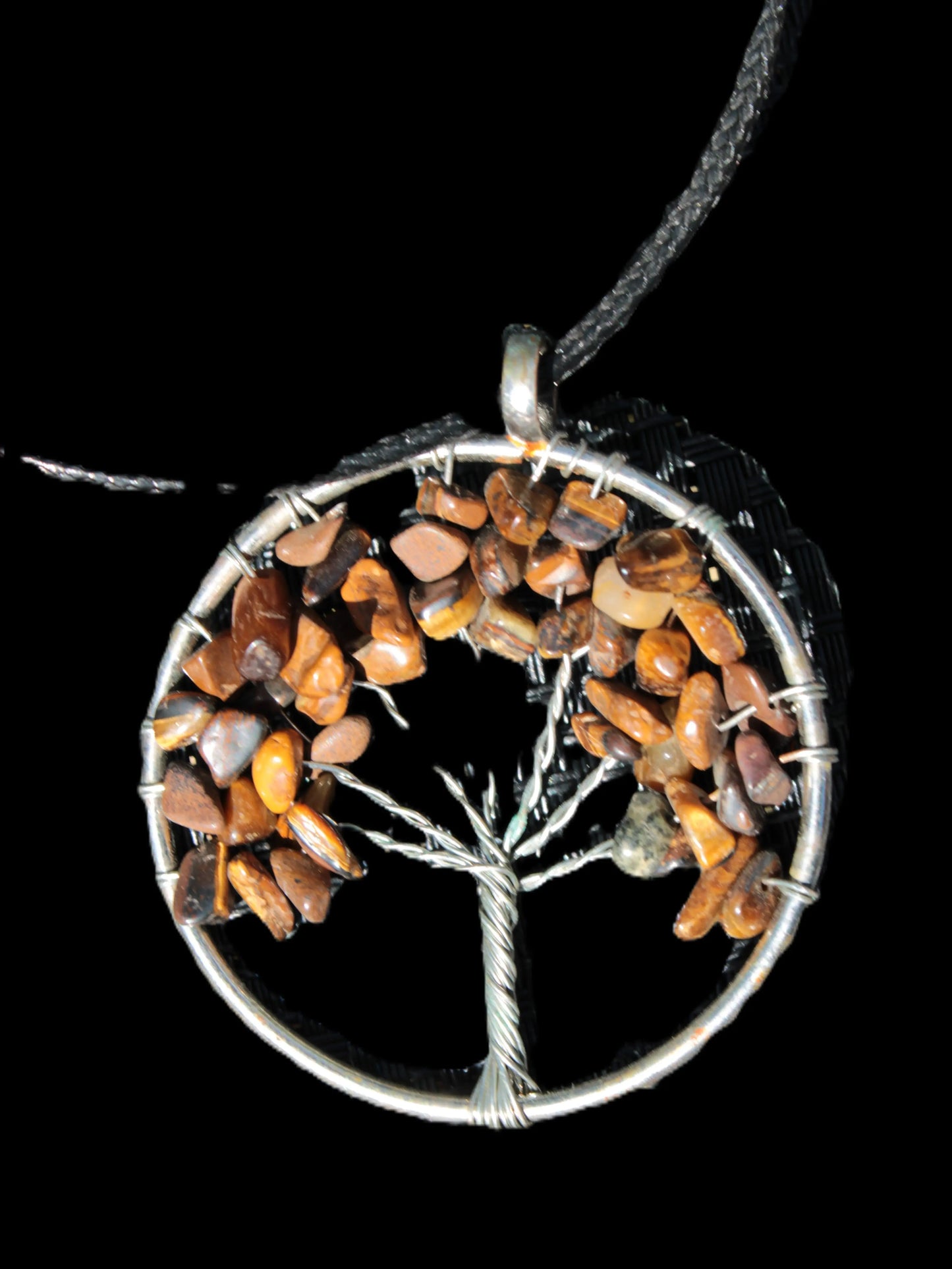 Tigers Eye Tree of Life 50mm pendant necklace 17.5g Rocks and Things