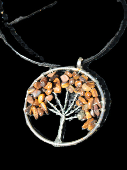 Tigers Eye Tree of Life 50mm pendant necklace 17.5g Rocks and Things