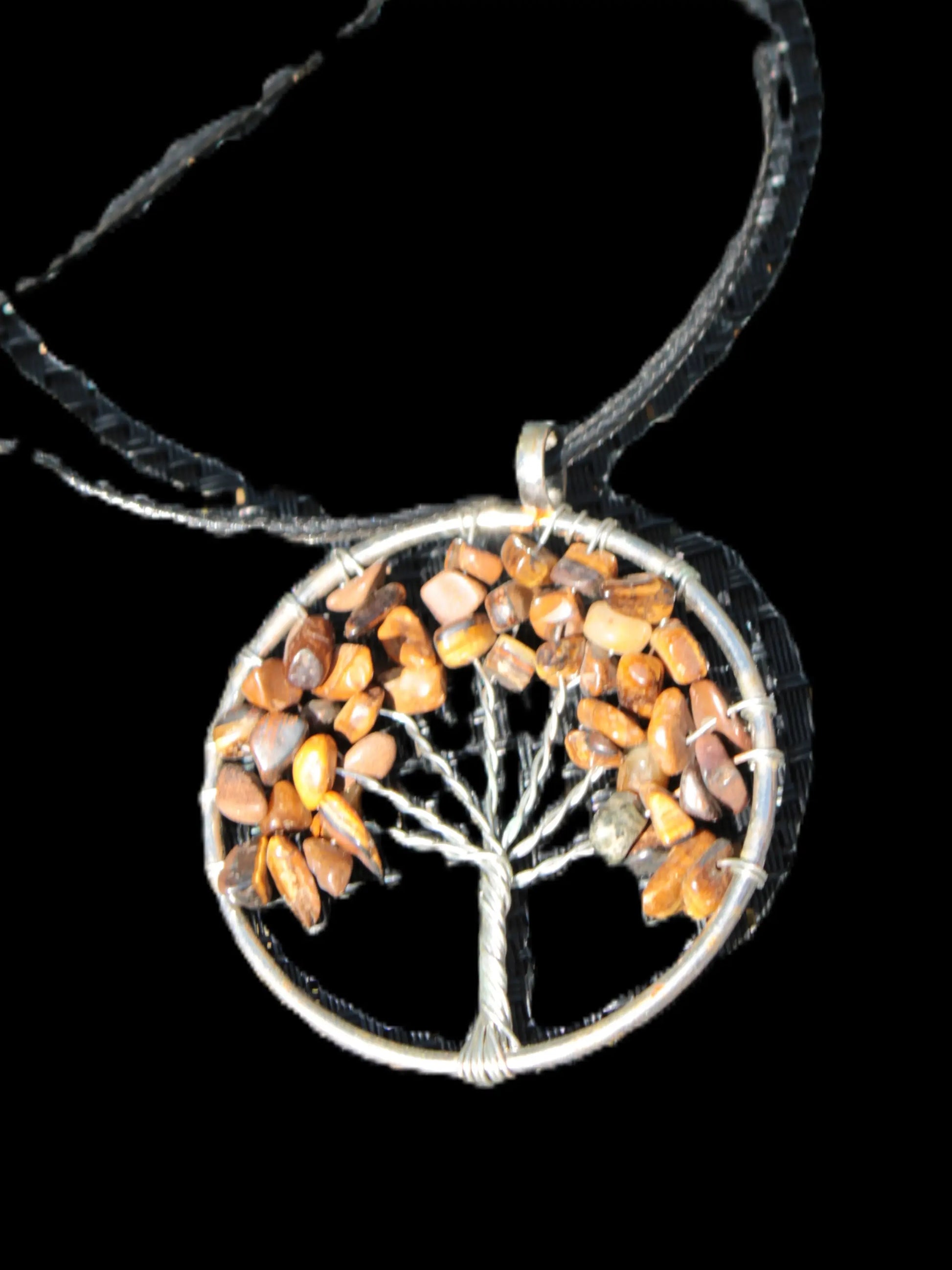 Tigers Eye Tree of Life 50mm pendant necklace 17.5g Rocks and Things