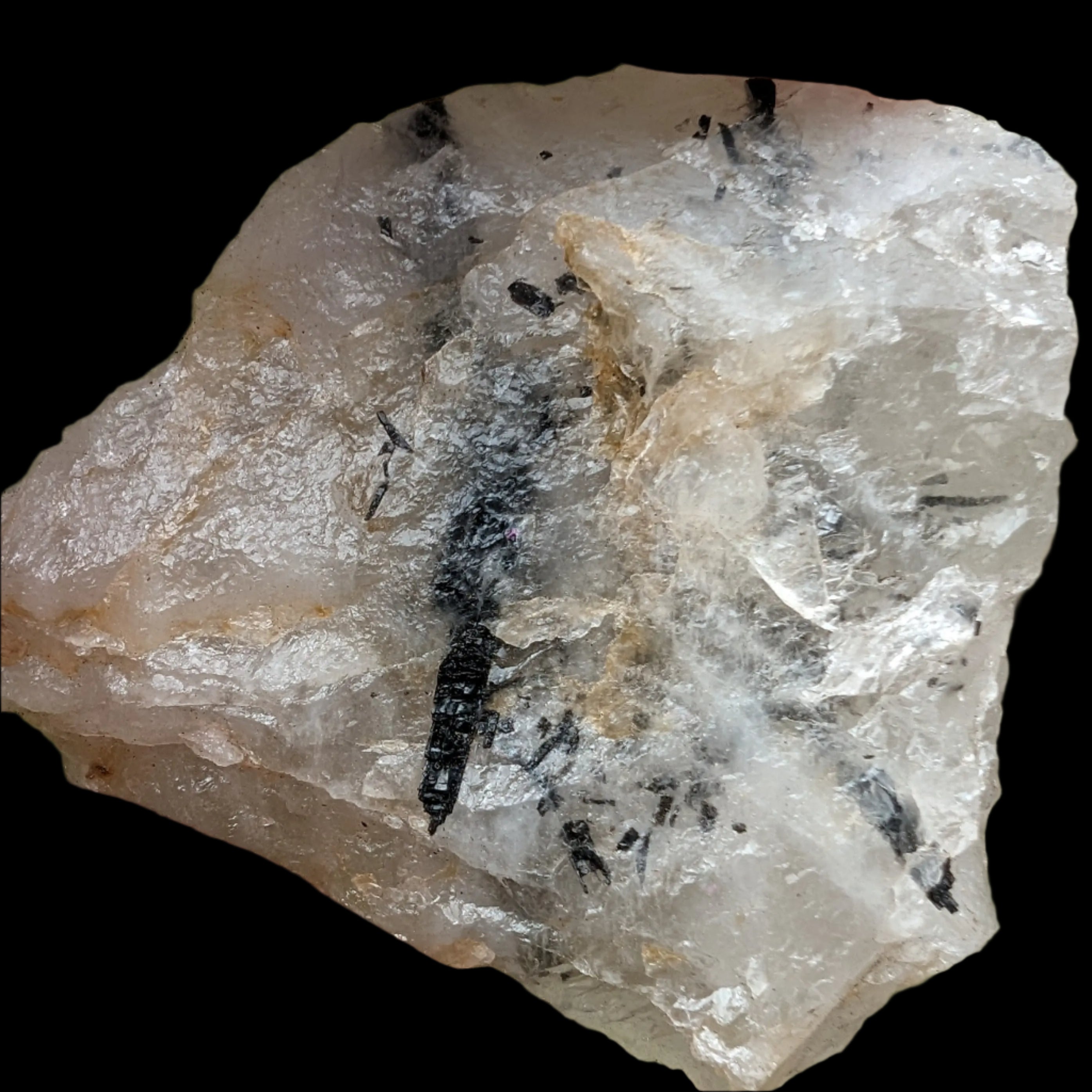 Tourmaline in Quartz rough 101g in sunlight - Rocks and Things Store