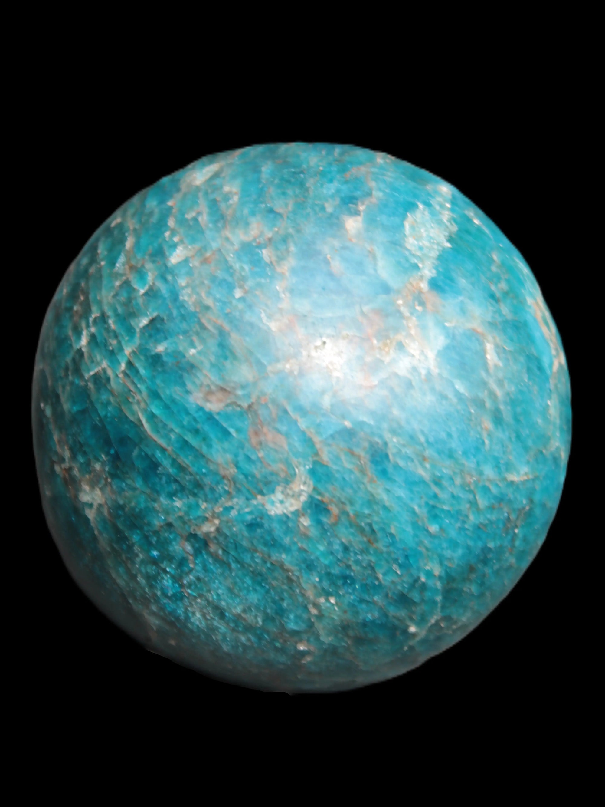 Vivid Blue Apatite sphere 74mm 709g Rocks and Things Store