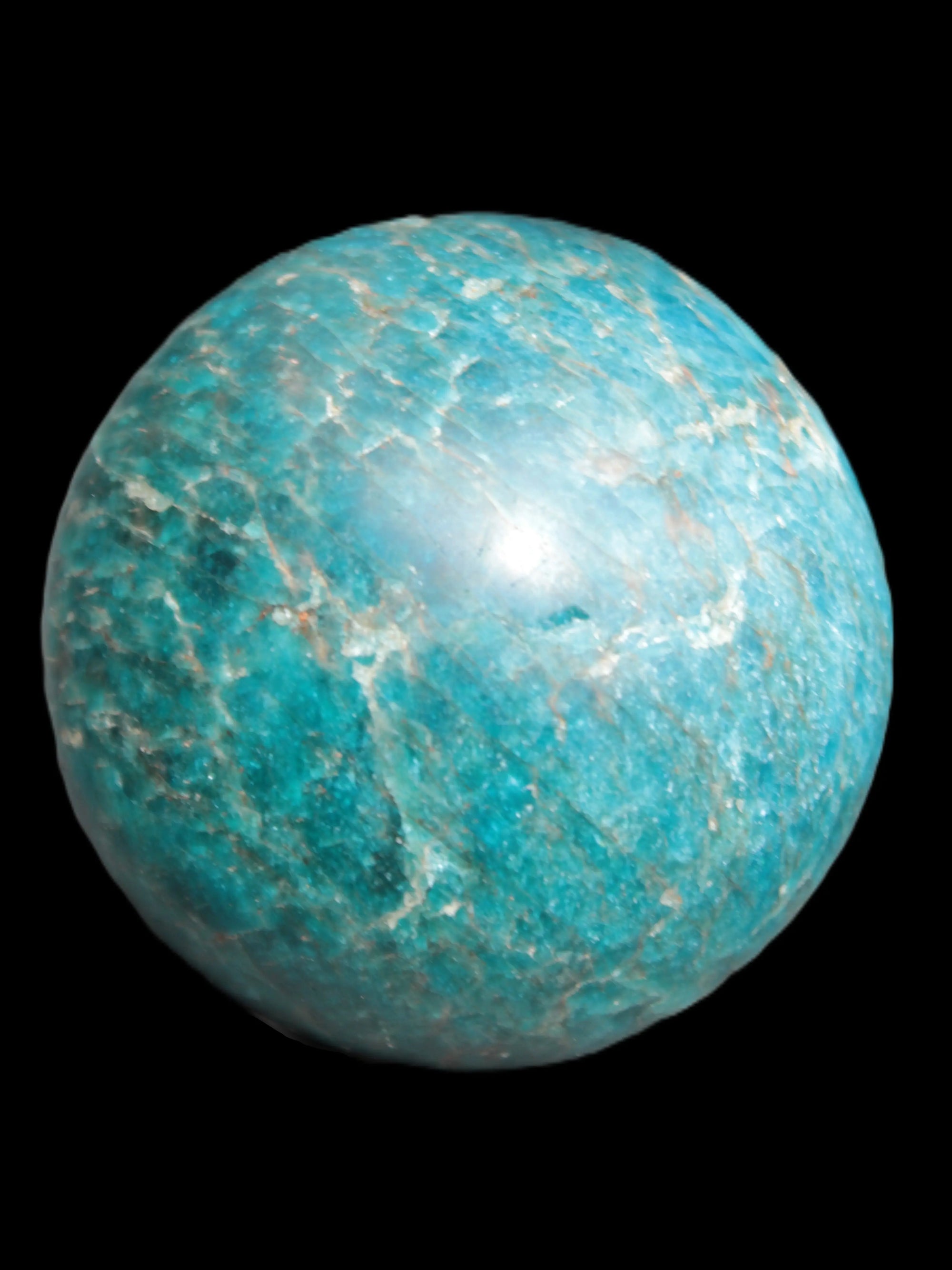 Vivid Blue Apatite sphere 74mm 709g Rocks and Things Store