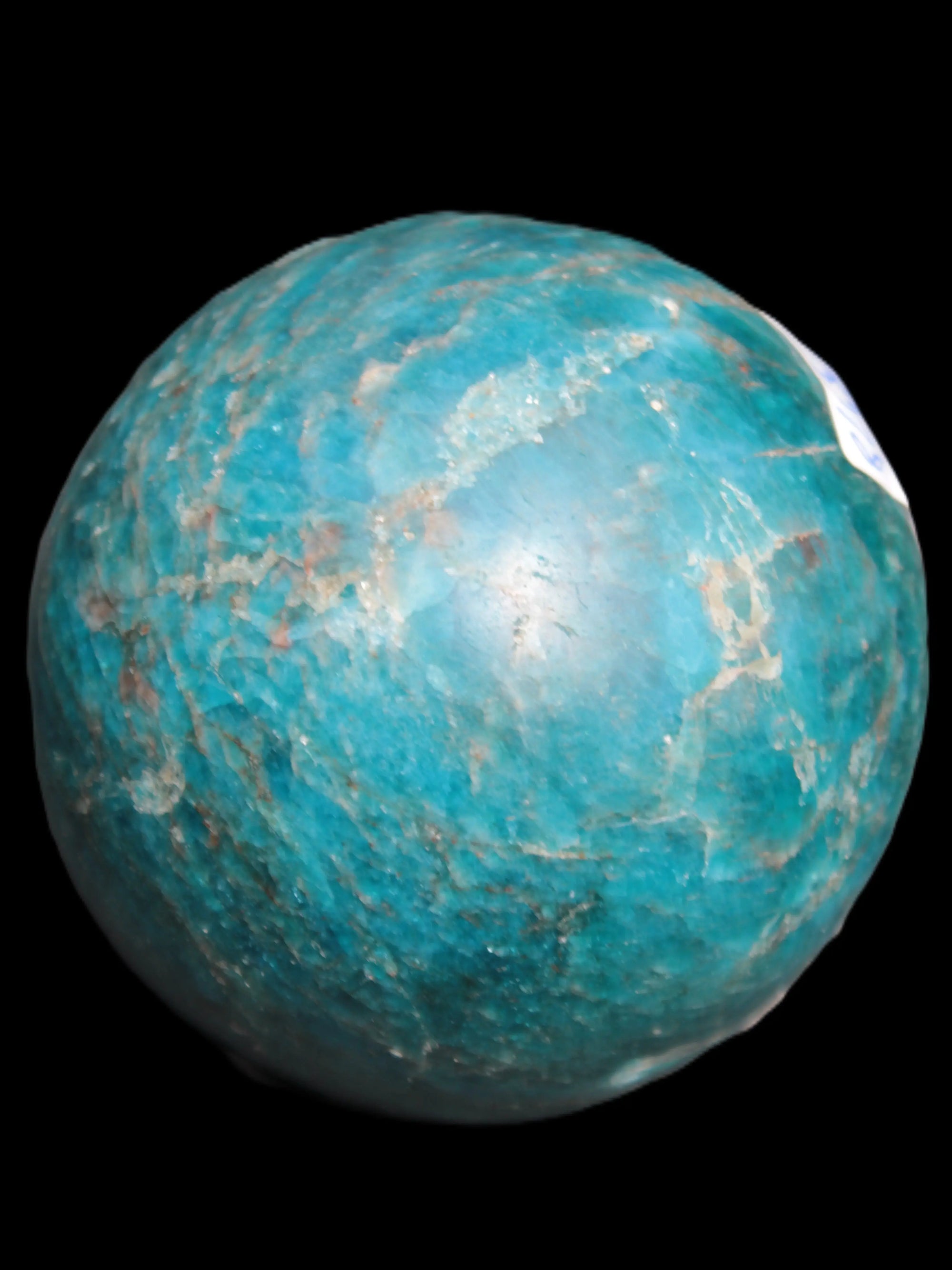 Vivid Blue Apatite sphere 74mm 709g Rocks and Things Store