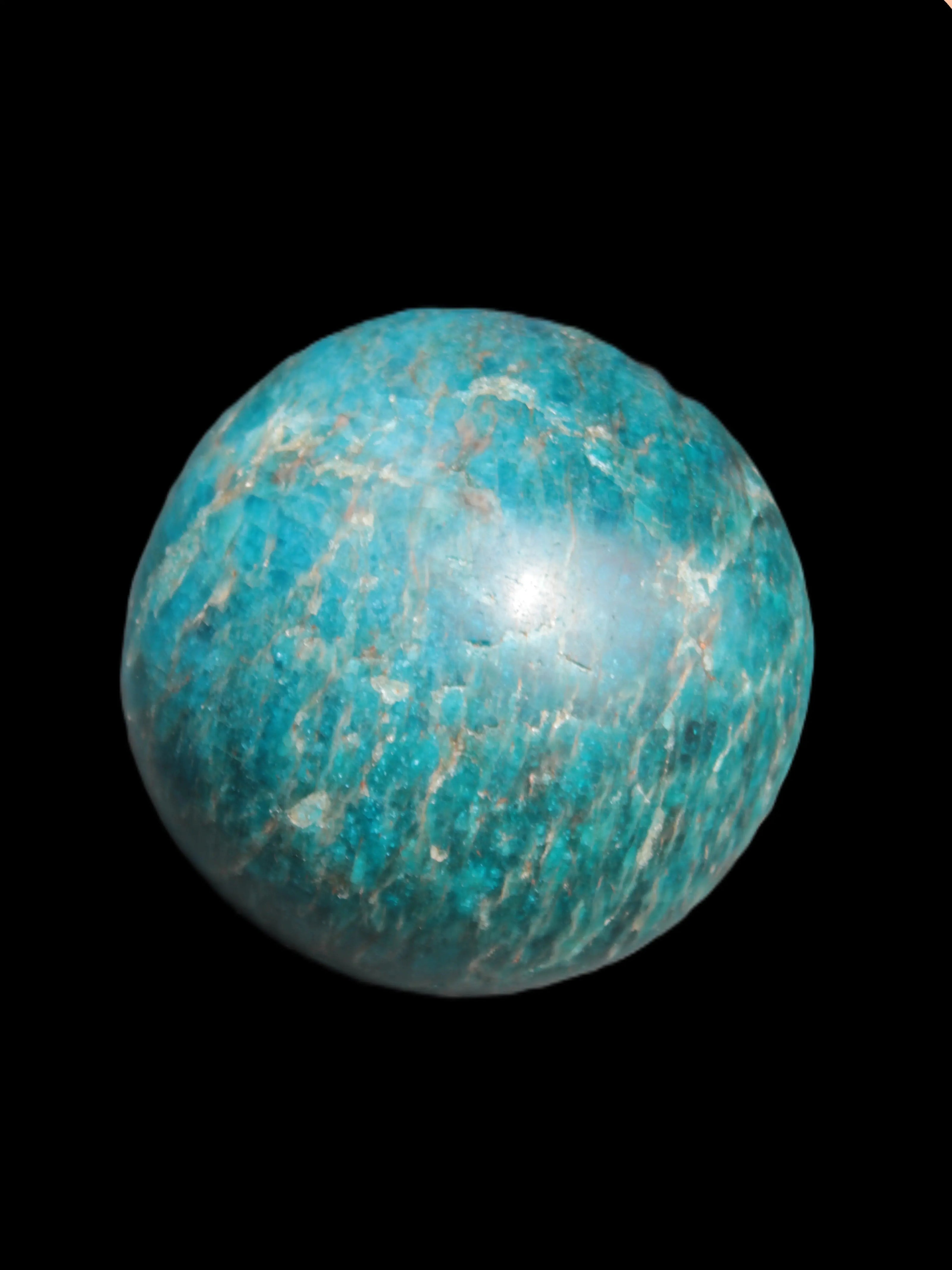 Vivid Blue Apatite sphere 74mm 709g Rocks and Things Store