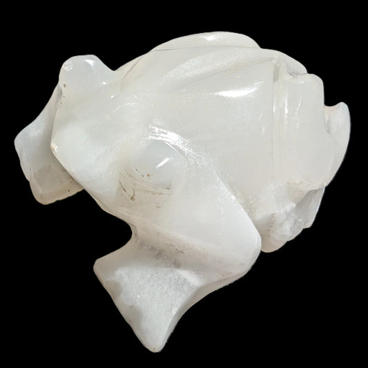 White Calcite hand-carved Frog 222g Rocks and Things