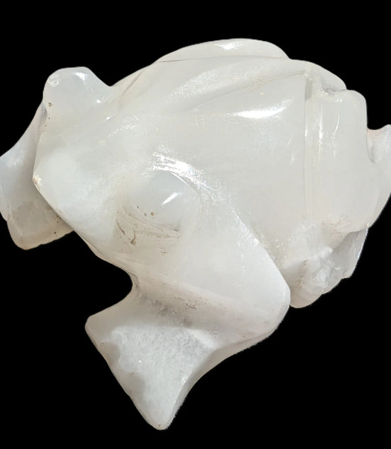 White Calcite hand-carved Frog 222g Rocks and Things
