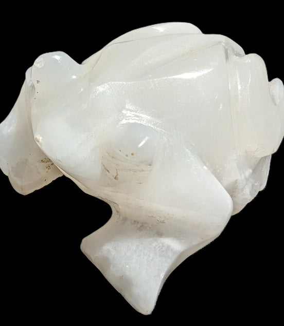 White Calcite hand-carved Frog 222g Rocks and Things