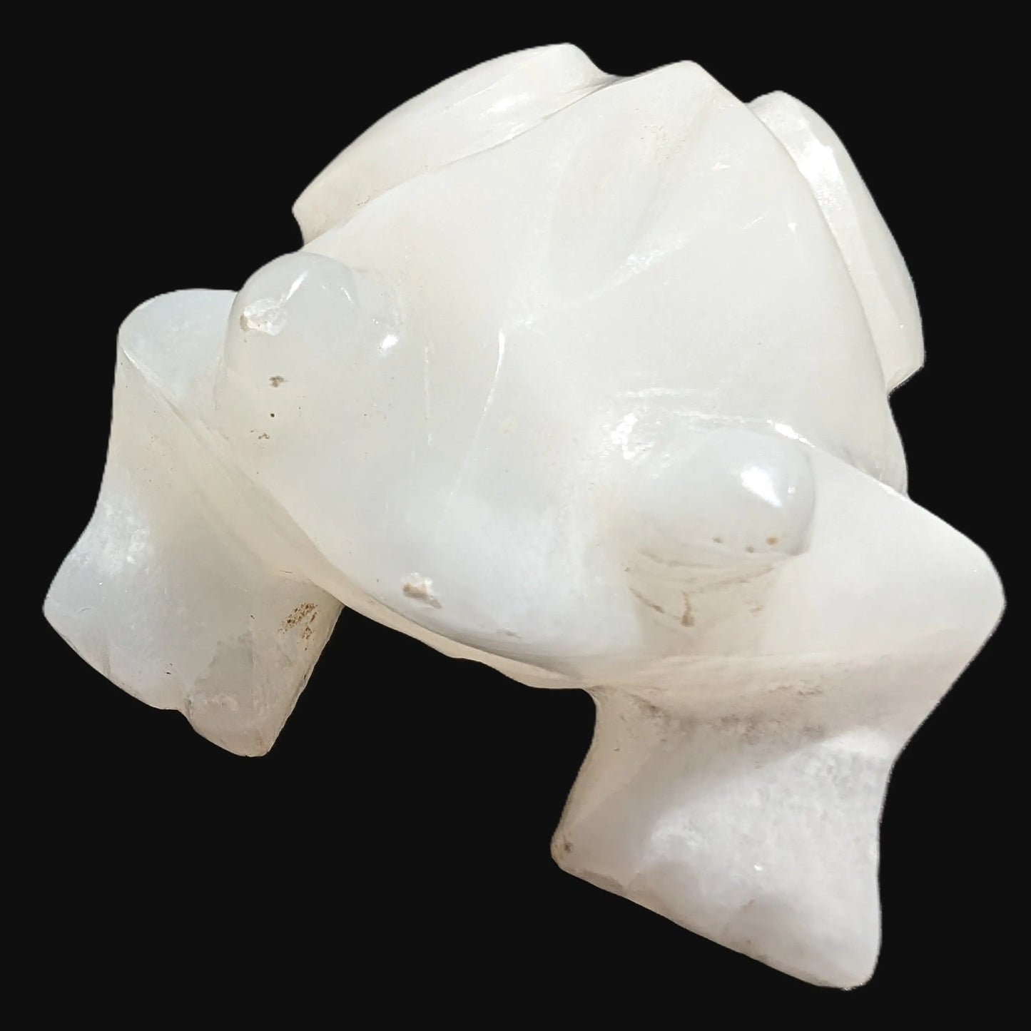 White Calcite hand-carved Frog 222g Rocks and Things