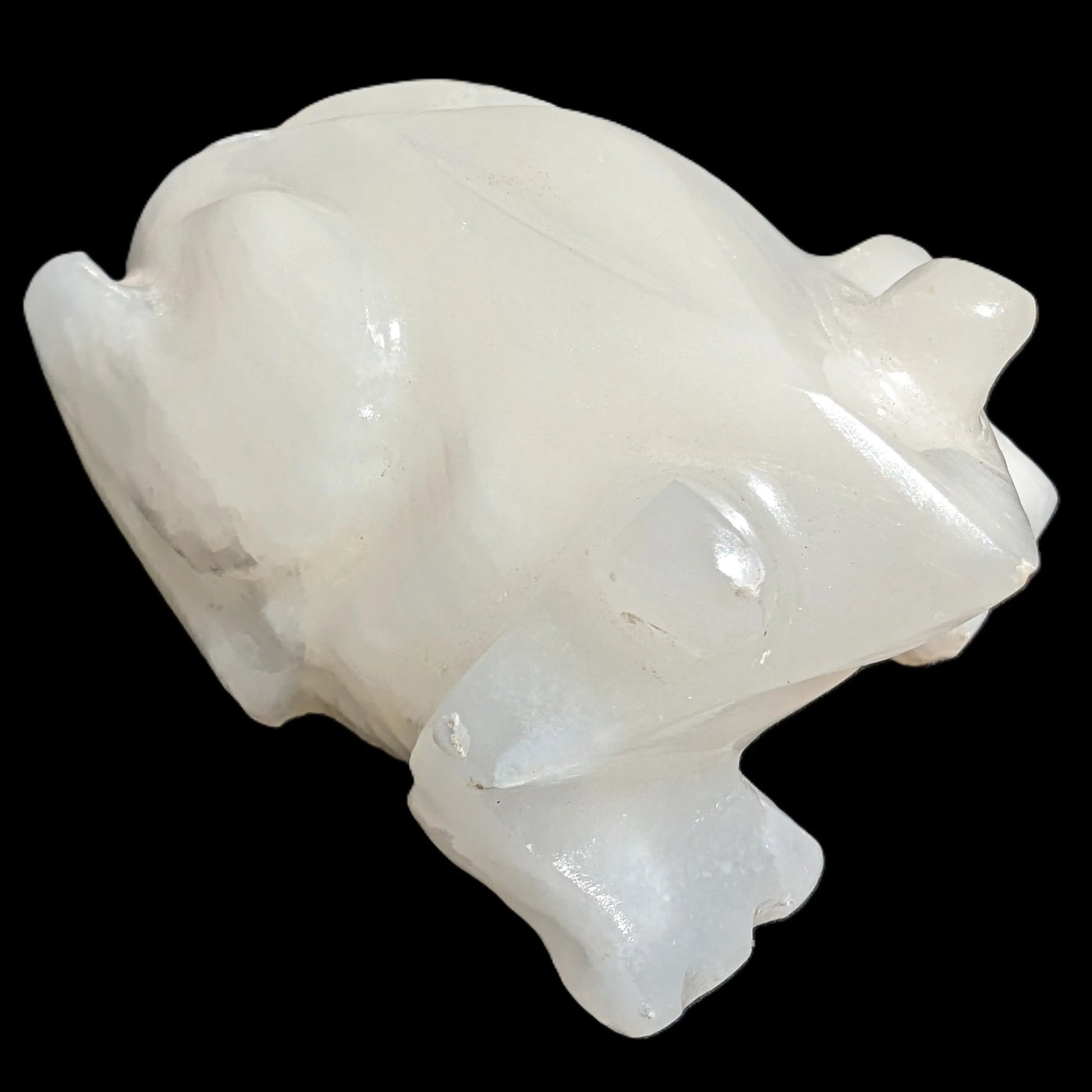 White Calcite hand-carved Frog 222g Rocks and Things