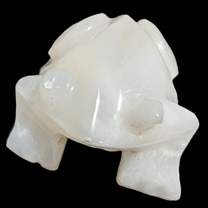 White Calcite hand-carved Frog 222g Rocks and Things