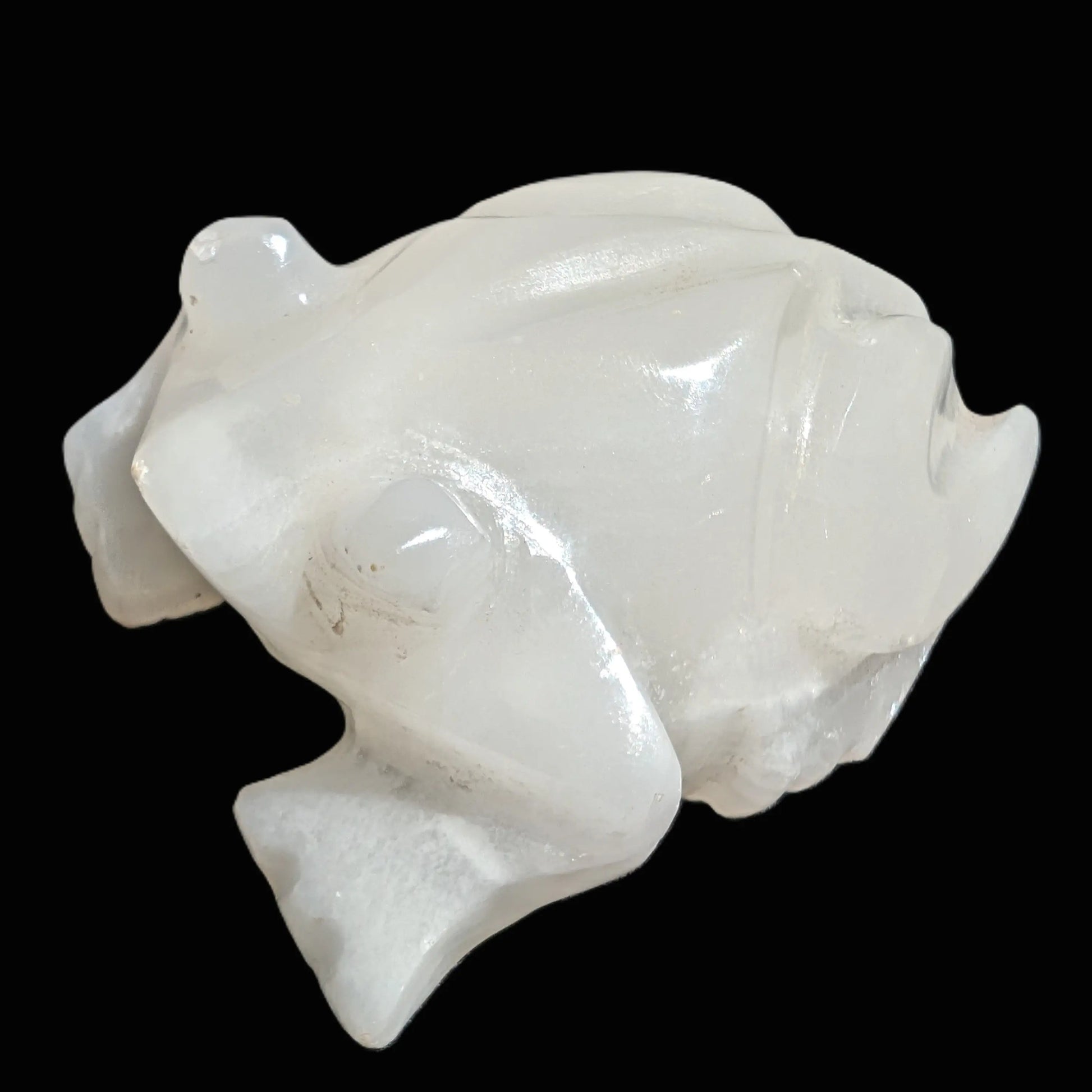 White Calcite hand-carved Frog 222g Rocks and Things