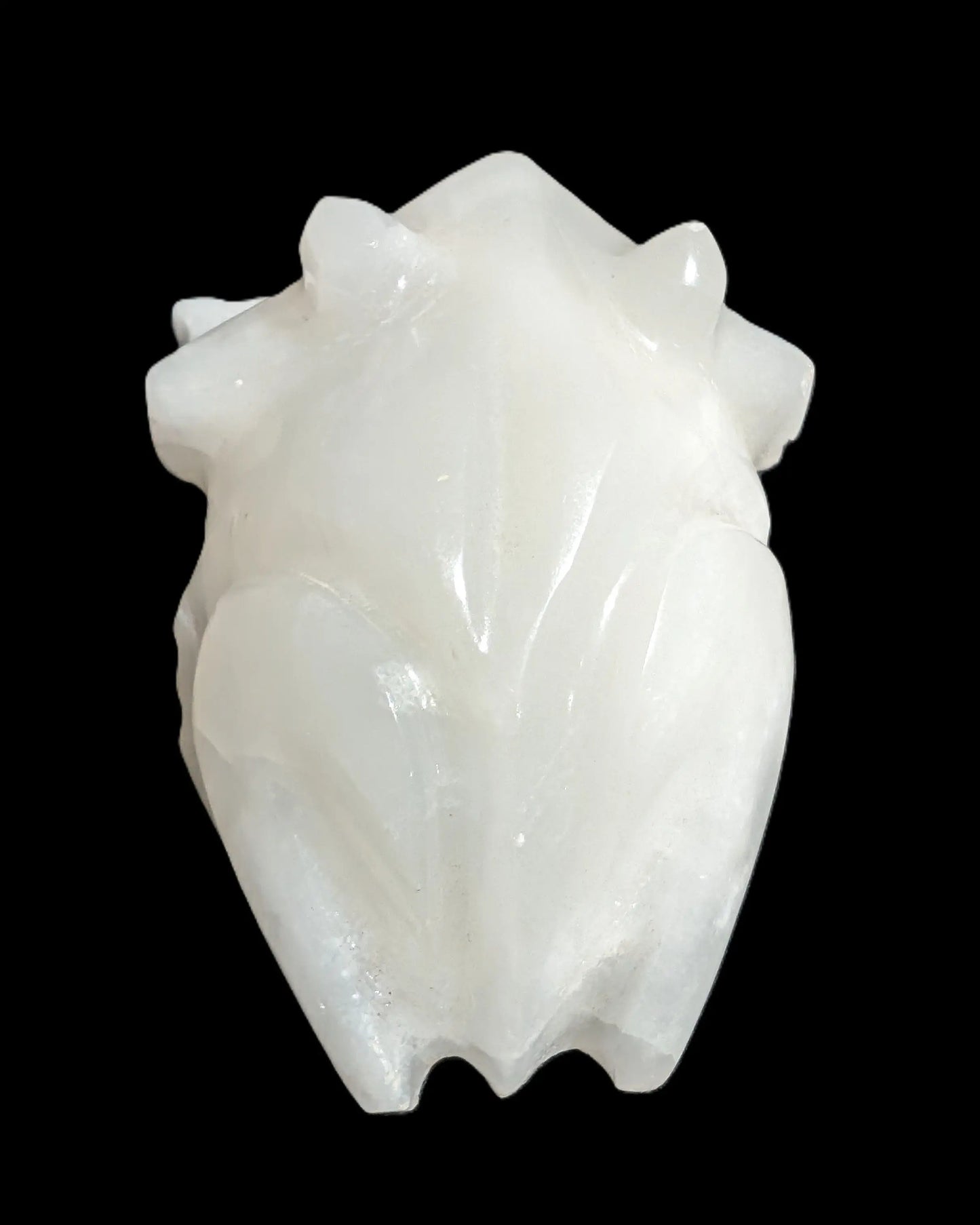 White Calcite hand-carved Frog 222g Rocks and Things