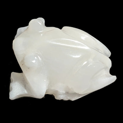 White Calcite hand-carved Frog 222g Rocks and Things