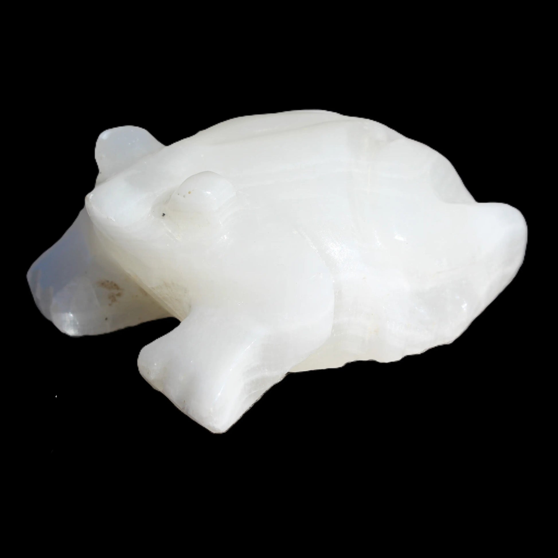 White Calcite hand-carved Frog 222g Rocks and Things