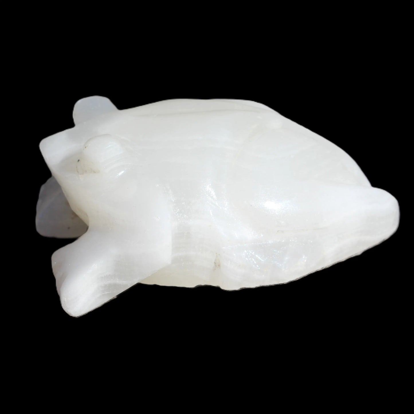 White Calcite hand-carved Frog 222g Rocks and Things