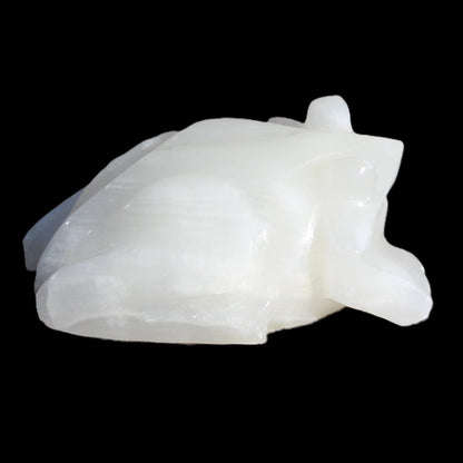 White Calcite hand-carved Frog 222g Rocks and Things