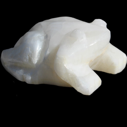 White Calcite hand-carved Frog 243g Rocks and Things