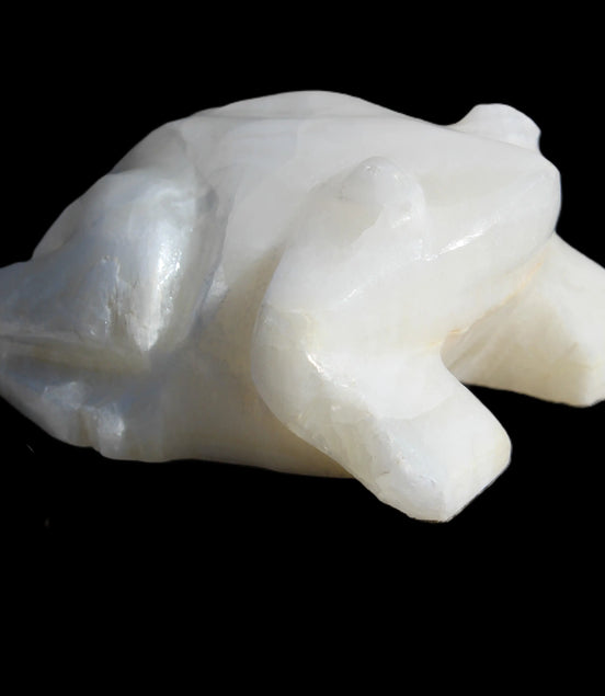 White Calcite hand-carved Frog 243g Rocks and Things