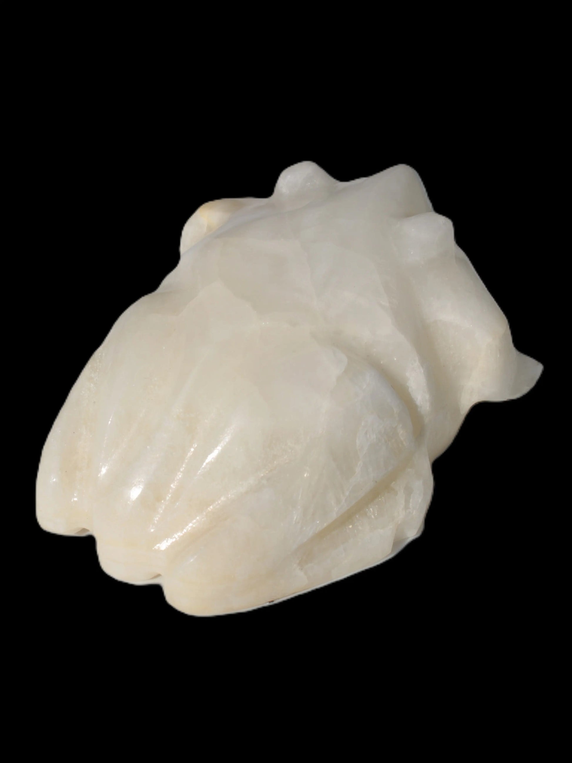 White Calcite hand-carved Frog 243g Rocks and Things