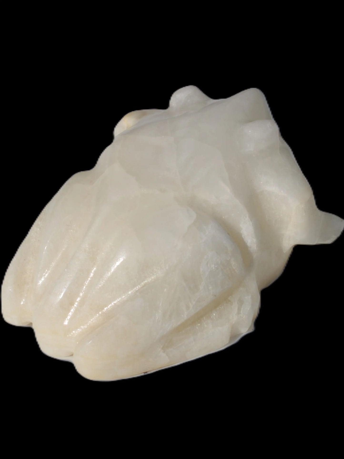 White Calcite hand-carved Frog 243g Rocks and Things