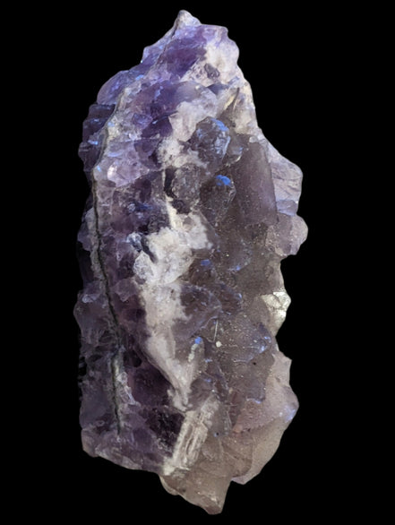 Purple/green Fluorite cluster 243g in LED light - Rocks and Things Store