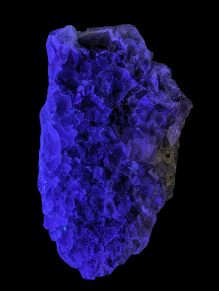 Purple/green Fluorite cluster 243g in LED light - Rocks and Things Store