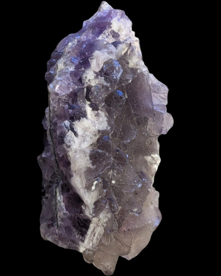 Purple/green Fluorite cluster 243g in LED and UV light - Rocks and Things Store