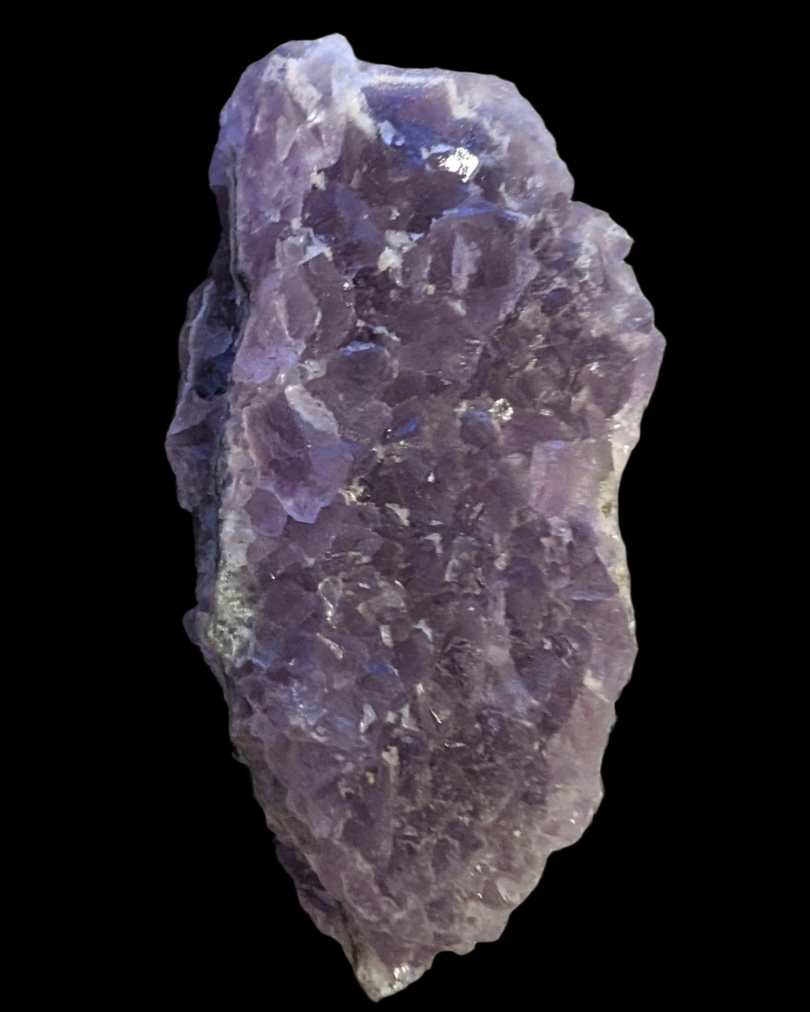Purple/green Fluorite cluster 243g in LED light - Rocks and Things Store