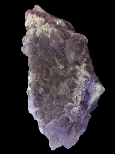 Purple/green Fluorite cluster 243g in LED and UV light - Rocks and Things Store