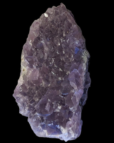 Purple/green Fluorite cluster 243g in LED and UV light - Rocks and Things Store