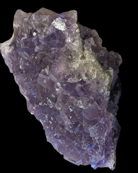 Purple/green Fluorite cluster 243g in LED and UV light - Rocks and Things Store
