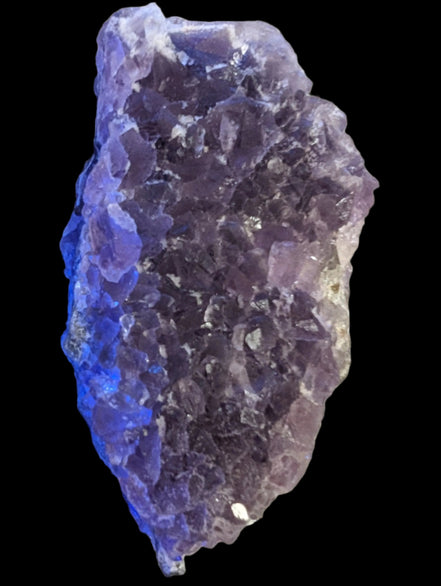 Purple/green Fluorite cluster 243g in LED and UV light - Rocks and Things Store