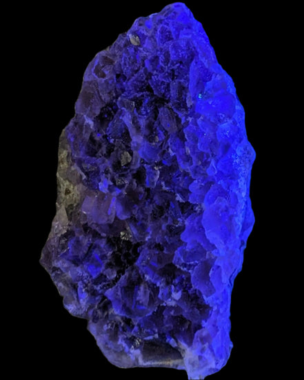 Purple/green Fluorite cluster 243g in UV light - Rocks and Things Store