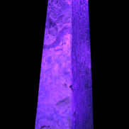 Caribbean Calcite obelisk 263*54*56mm 1271g in UV light - Rocks and Things Store