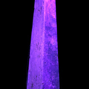 Caribbean Calcite obelisk 263*54*56mm 1271g in UV light - Rocks and Things Store