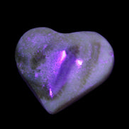 Chocolate Calcite heart 35*35mm 22g in UV light - Rocks and Things Store