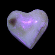 Chocolate Calcite heart 35*35mm 22g in UV light - Rocks and Things Store