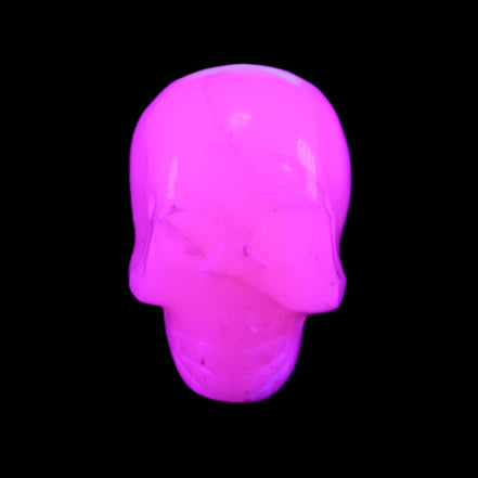 Mangano Calcite skull 31*47*40mm 87g in UV light - Rocks and Things Store