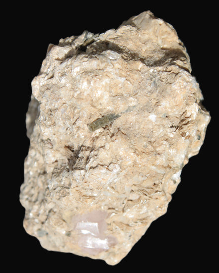 Pink Topaz with Green Tourmaline in Muscovite/Feldspar matrix 99.5g in sunshine - Rocks and Things Store