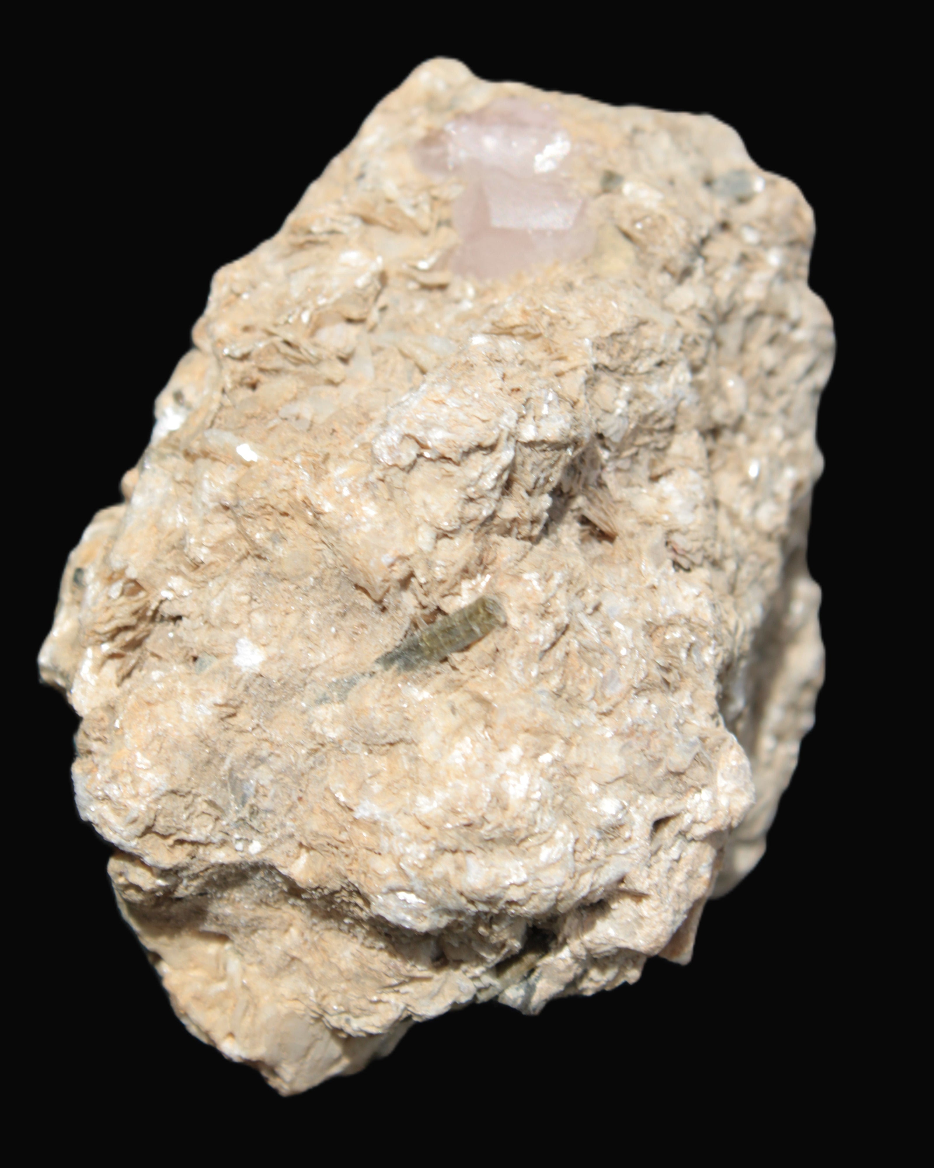 Pink Topaz with Green Tourmaline in Muscovite/Feldspar matrix 99.5g Rocks and Things