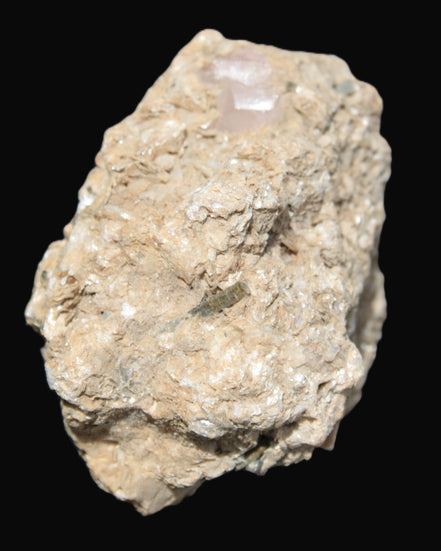 Pink Topaz with Green Tourmaline in Muscovite/Feldspar matrix 99.5g in sunlight  - Rocks and Things Store