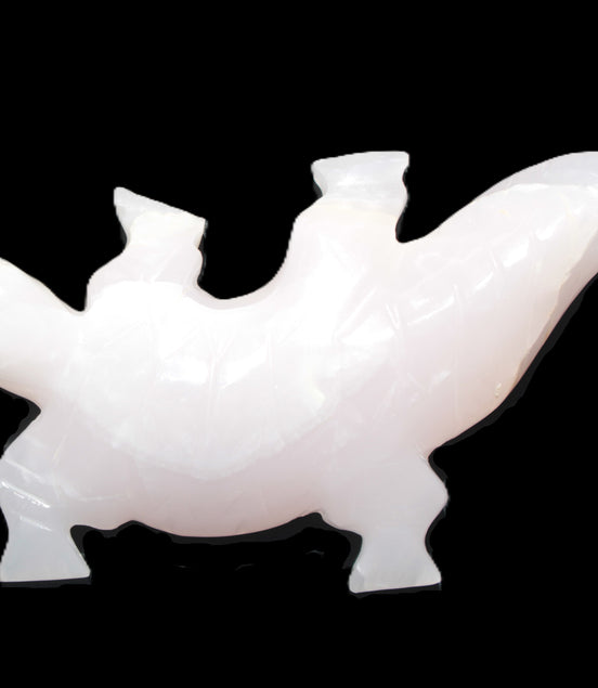 Mangano Calcite hand-carved crocodile 837g Rocks and Things Store