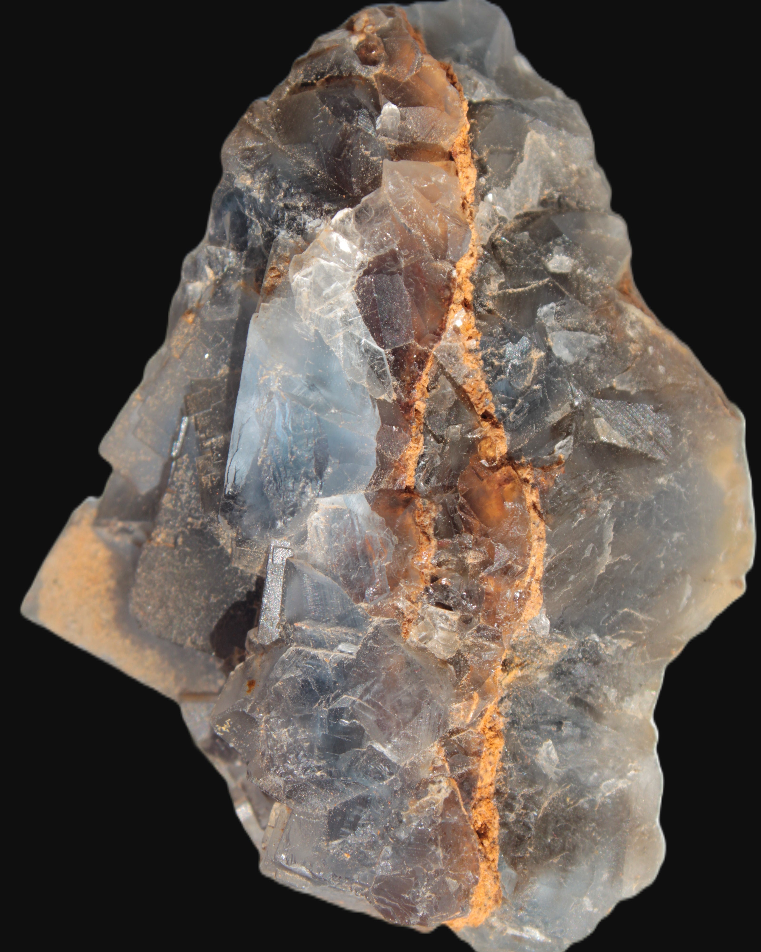 Blue cubic Fluorite double-sided cluster from Pakistan 73mm 164.9g in sunlight - Rocks and Things Store