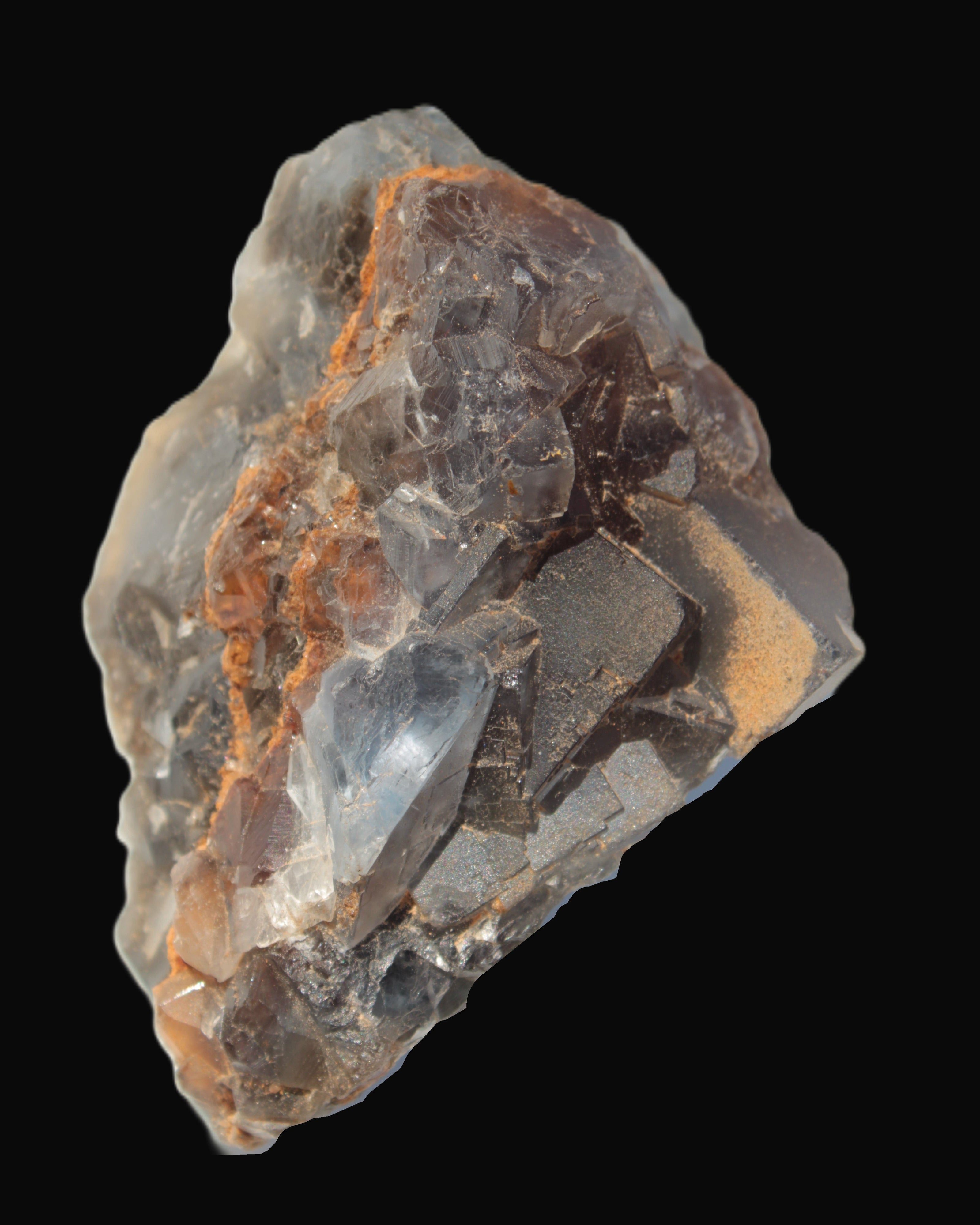 Blue cubic Fluorite double-sided cluster from Pakistan 73mm 164.9g in sunlight - Rocks and Things Store